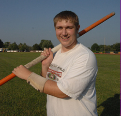Andrew at practice with his aluminum vault pole