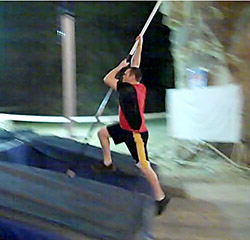 Ed at Cave practice